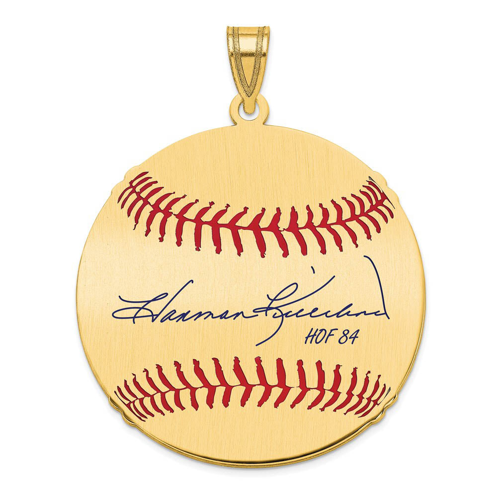 14K Gold Plated Harmon Killebrew Signature LG Enamel Baseball Pendant, Item P31199 by The Black Bow Jewelry Co.
