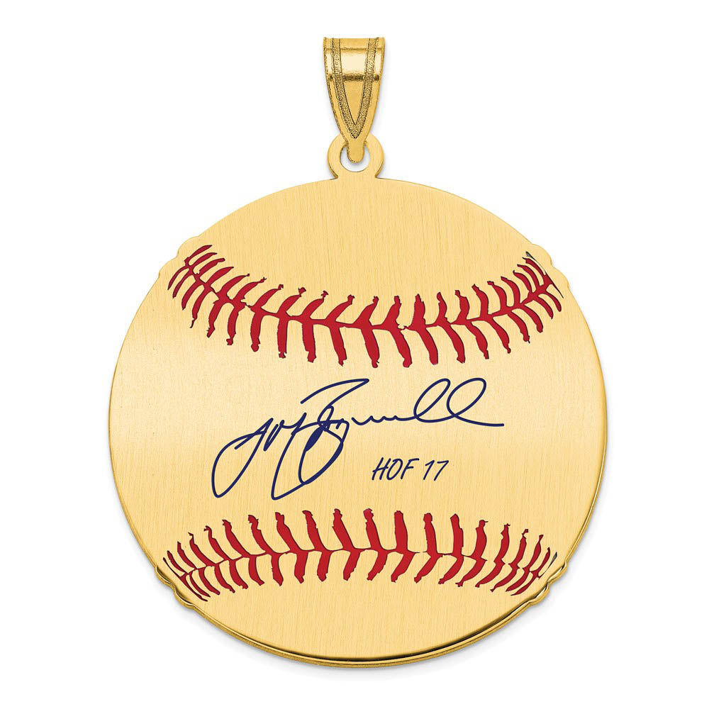 14K Gold Plated Jeff Bagwell Signature LG Enamel Baseball Pendant, Item P31203 by The Black Bow Jewelry Co.