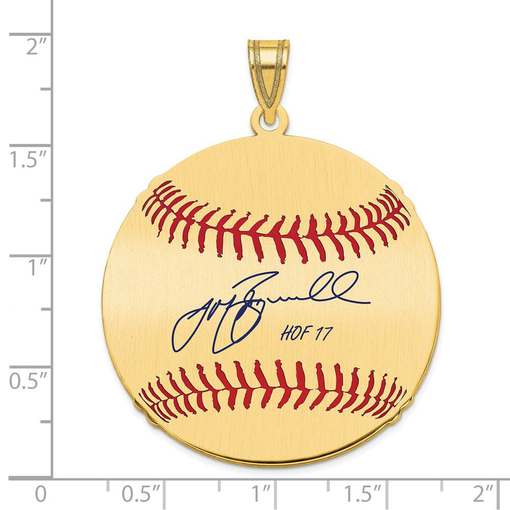 Alternate view of the 14K Gold Plated Jeff Bagwell Signature LG Enamel Baseball Pendant by The Black Bow Jewelry Co.