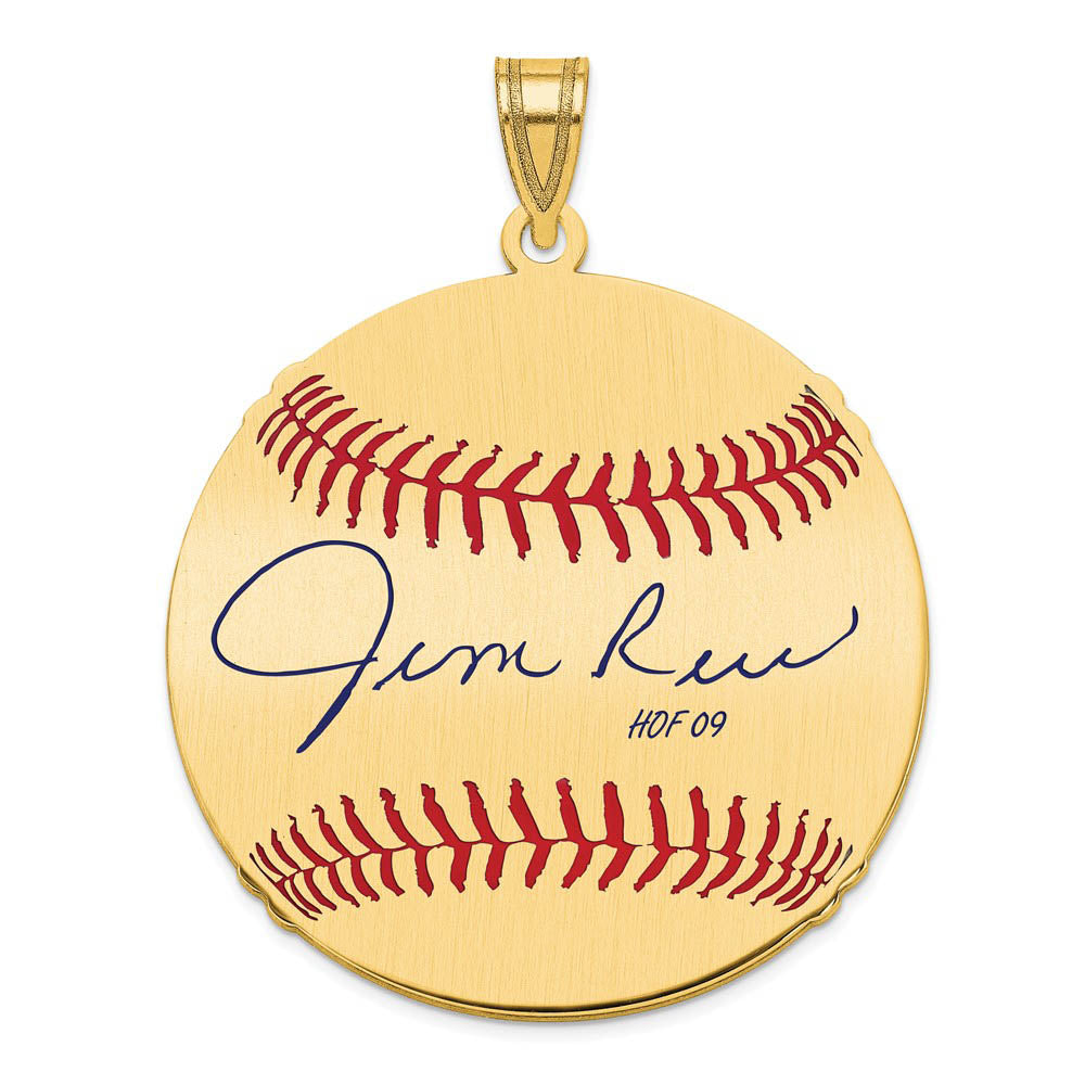 14K Gold Plated Jim Rice Signature LG Enamel Baseball Pendant, Item P31209 by The Black Bow Jewelry Co.