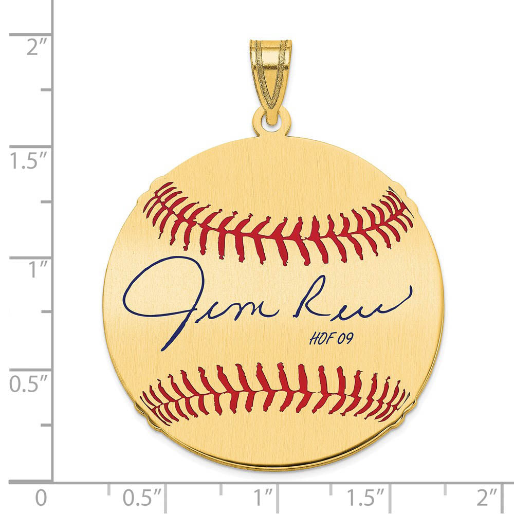 Alternate view of the 14K Gold Plated Jim Rice Signature LG Enamel Baseball Pendant by The Black Bow Jewelry Co.