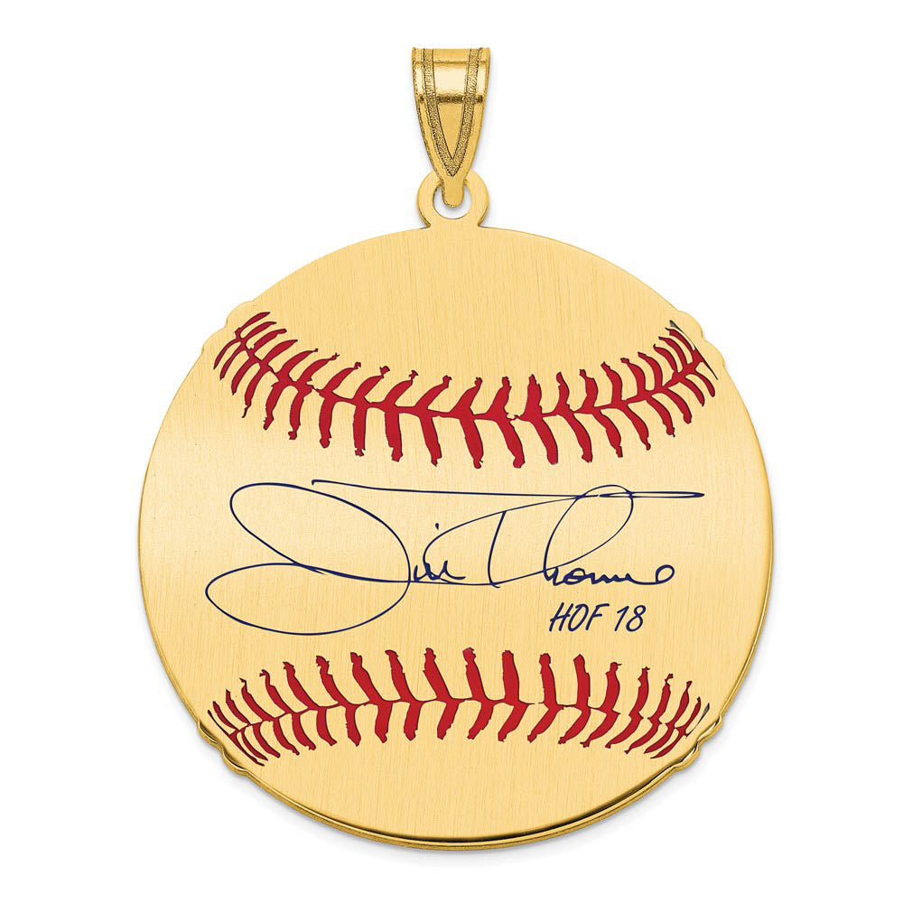 14K Gold Plated Jim Thome Signature LG Enamel Baseball Pendant, Item P31211 by The Black Bow Jewelry Co.