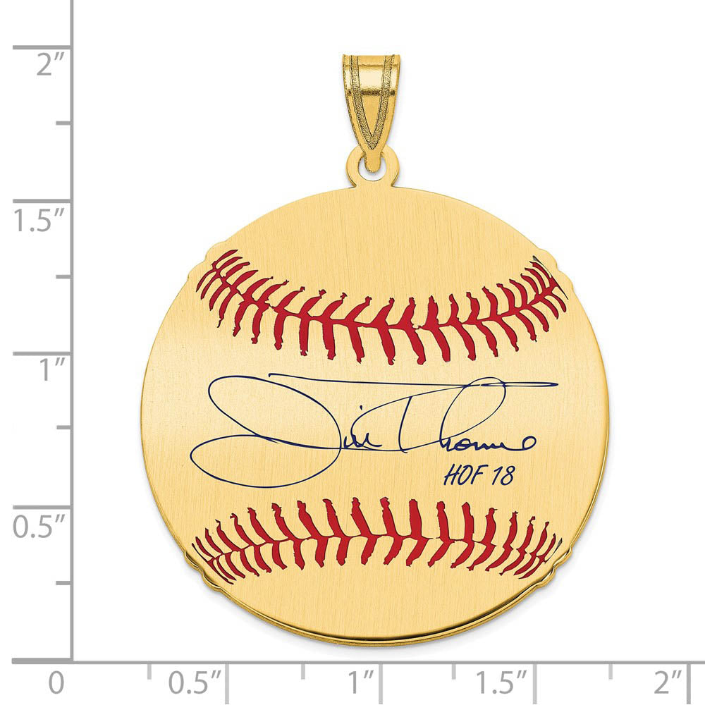 Alternate view of the 14K Gold Plated Jim Thome Signature LG Enamel Baseball Pendant by The Black Bow Jewelry Co.