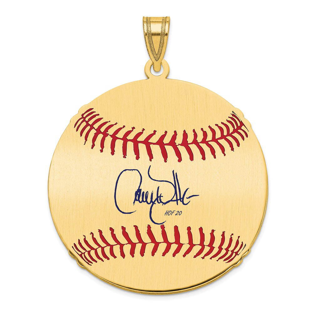 14K Gold Plated Larry Walker Signature LG Enamel Baseball Pendant, Item P31215 by The Black Bow Jewelry Co.
