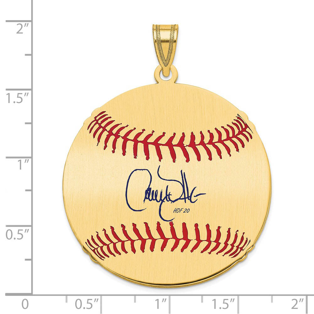 Alternate view of the 14K Gold Plated Larry Walker Signature LG Enamel Baseball Pendant by The Black Bow Jewelry Co.