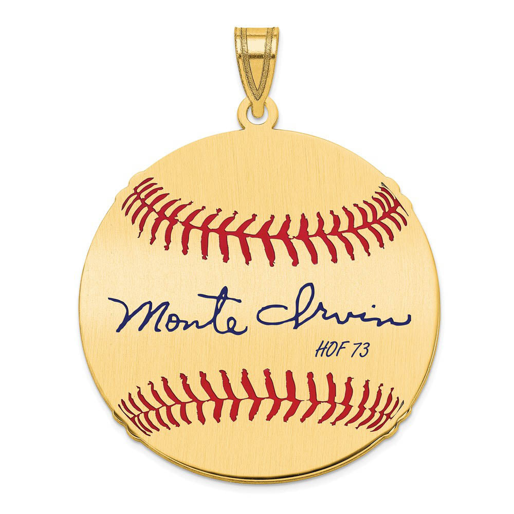14K Gold Plated Monte Irvin Signature LG Enamel Baseball Pendant, Item P31216 by The Black Bow Jewelry Co.