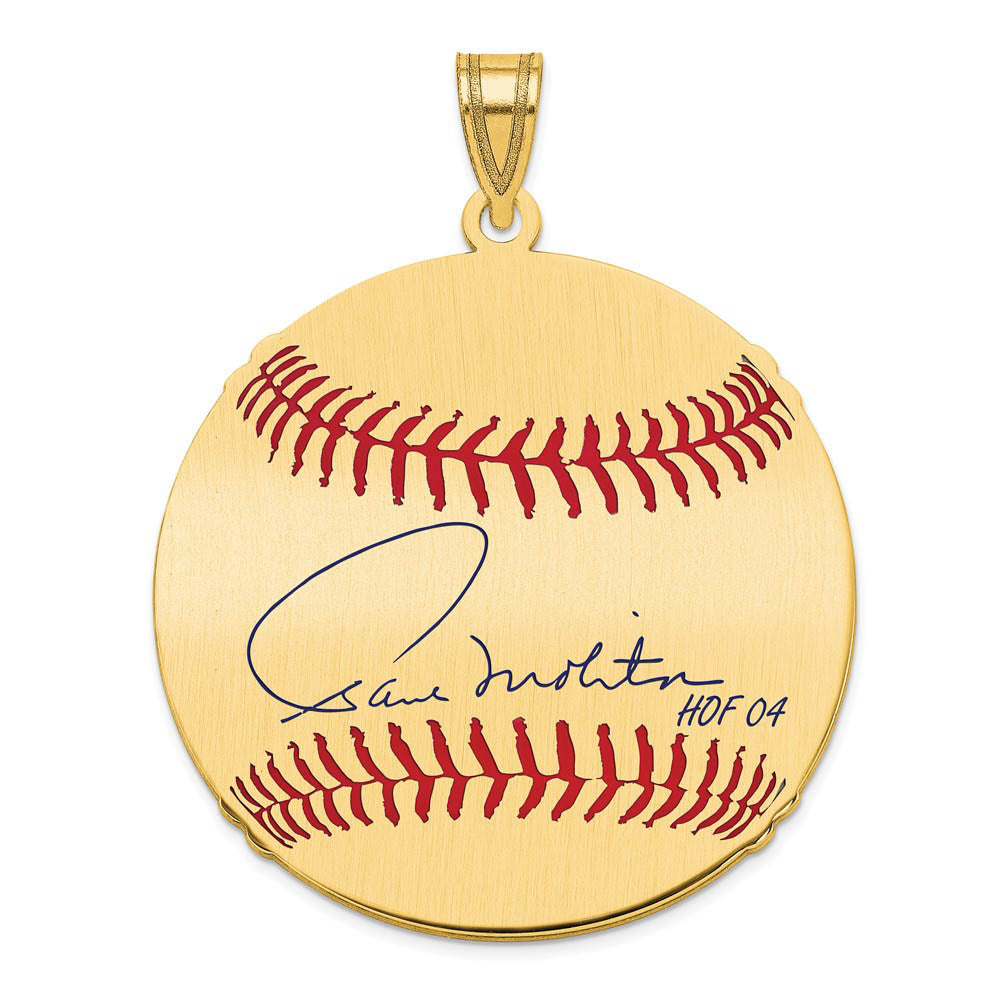 14K Gold Plated Paul Molitor Signature LG Enamel Baseball Pendant, Item P31220 by The Black Bow Jewelry Co.