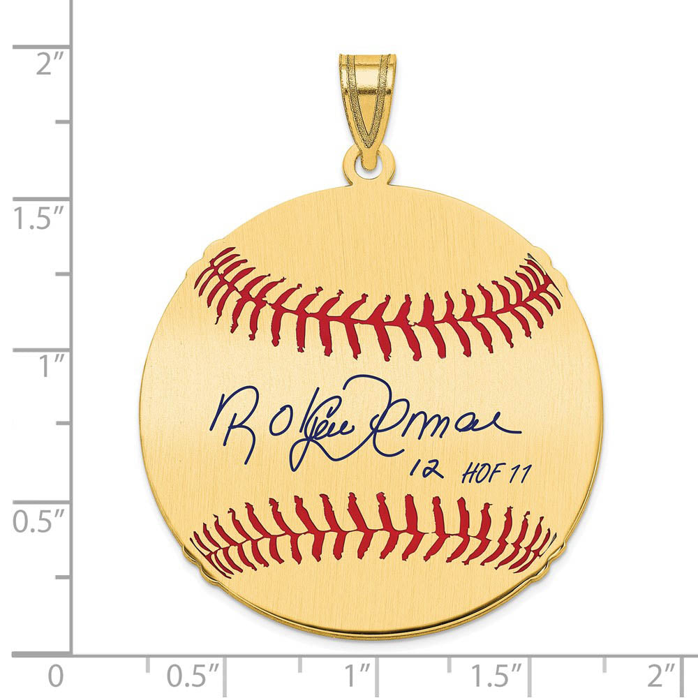 Alternate view of the 14K Gold Plated Roberto Alomar Signature LG Enamel Baseball Pendant by The Black Bow Jewelry Co.