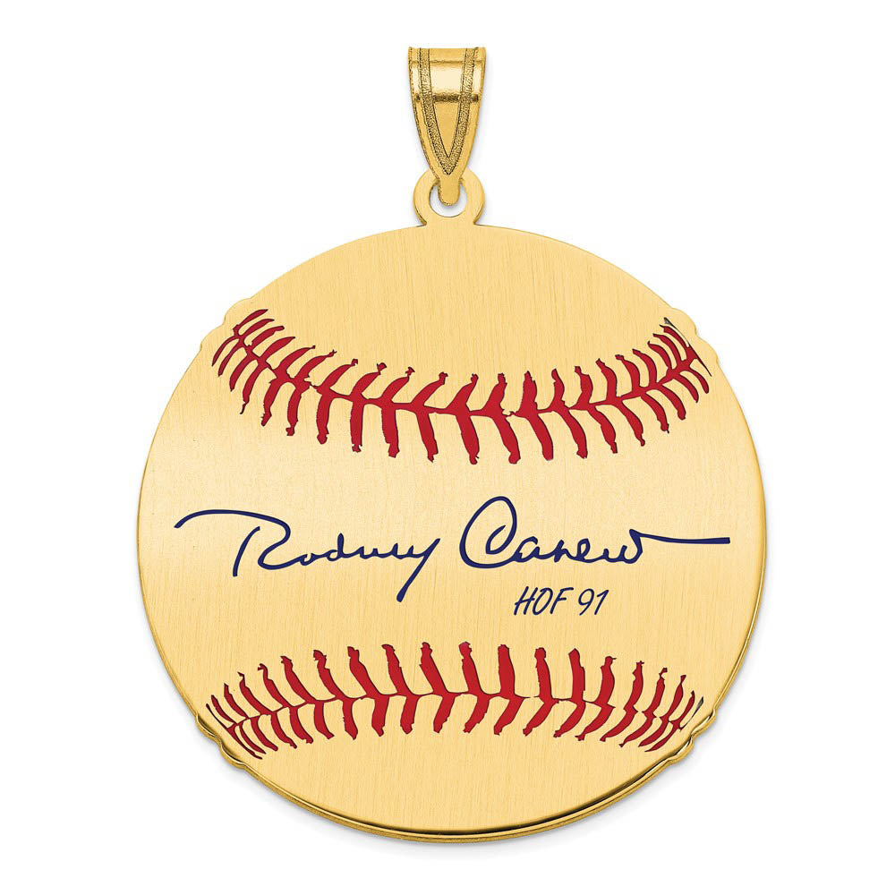 14K Gold Plated Rod Carew Signature LG Enamel Baseball Pendant, Item P31225 by The Black Bow Jewelry Co.
