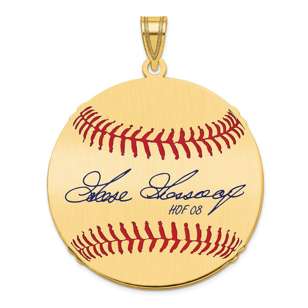14K Gold Plated GOOSE Gossage Signature LG Enamel Baseball Pendant, Item P31228 by The Black Bow Jewelry Co.