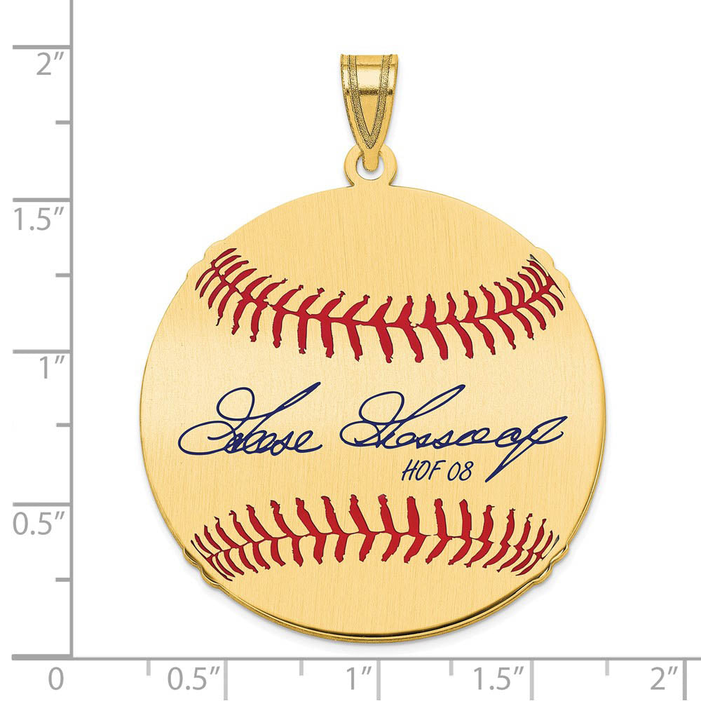 Alternate view of the 14K Gold Plated GOOSE Gossage Signature LG Enamel Baseball Pendant by The Black Bow Jewelry Co.