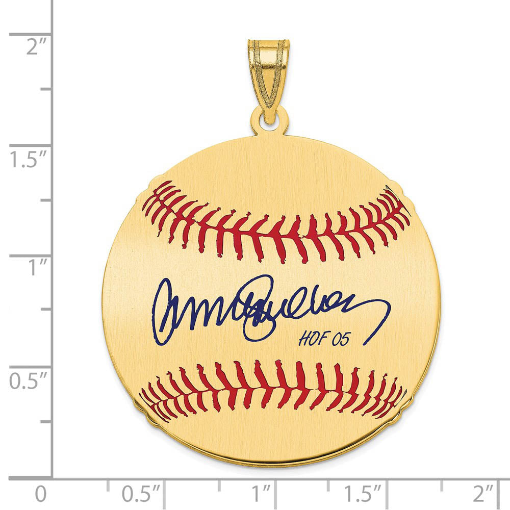 Alternate view of the 14K Gold Plated Ryne Sandberg Signature LG Enamel Baseball Pendant by The Black Bow Jewelry Co.