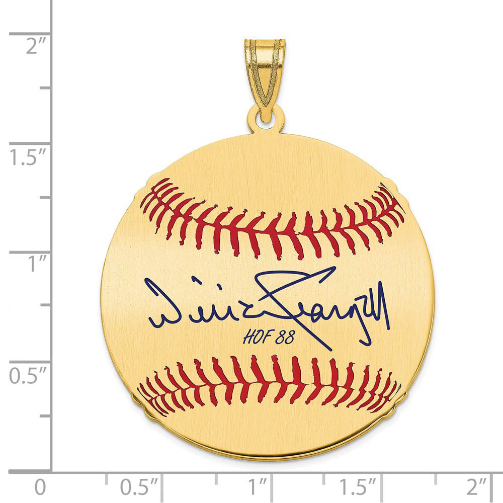Alternate view of the 14K Gold Plated Willie Stargell Signature LG Enamel Baseball Pendant by The Black Bow Jewelry Co.