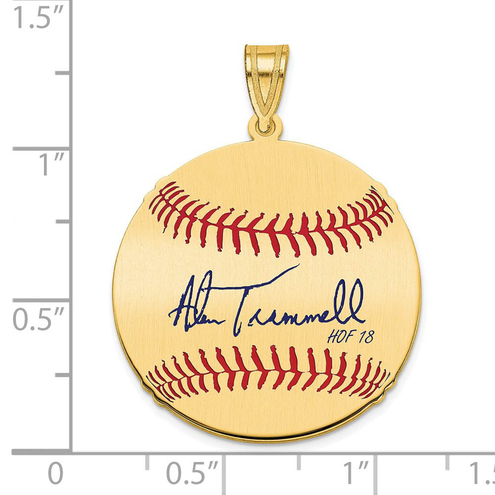 Alternate view of the 14K Gold Plated Alan Trammell Signature MD Enamel Baseball Pendant by The Black Bow Jewelry Co.