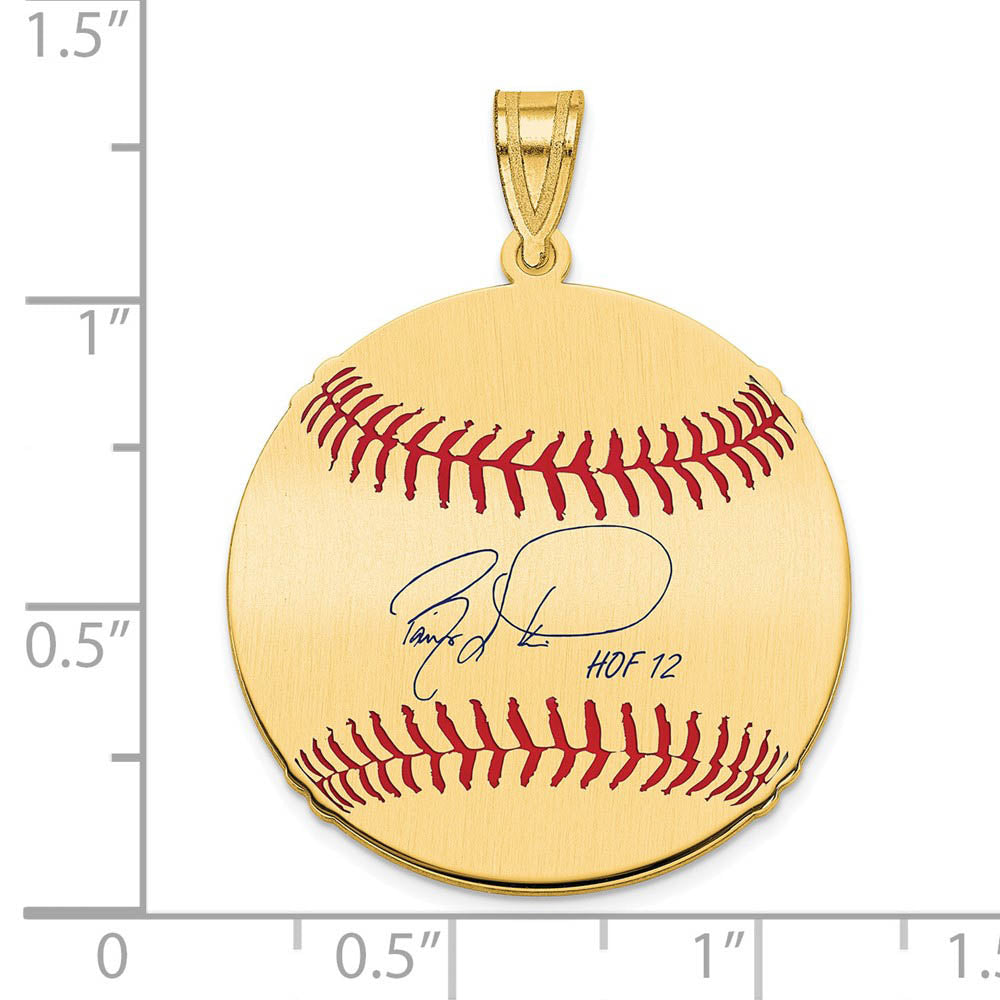 Alternate view of the 14K Gold Plated Barry Larkin Signature MD Enamel Baseball Pendant by The Black Bow Jewelry Co.