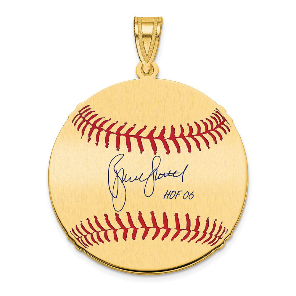 14K Gold Plated Bruce Sutter Signature MD Enamel Baseball Pendant, Item P31259 by The Black Bow Jewelry Co.
