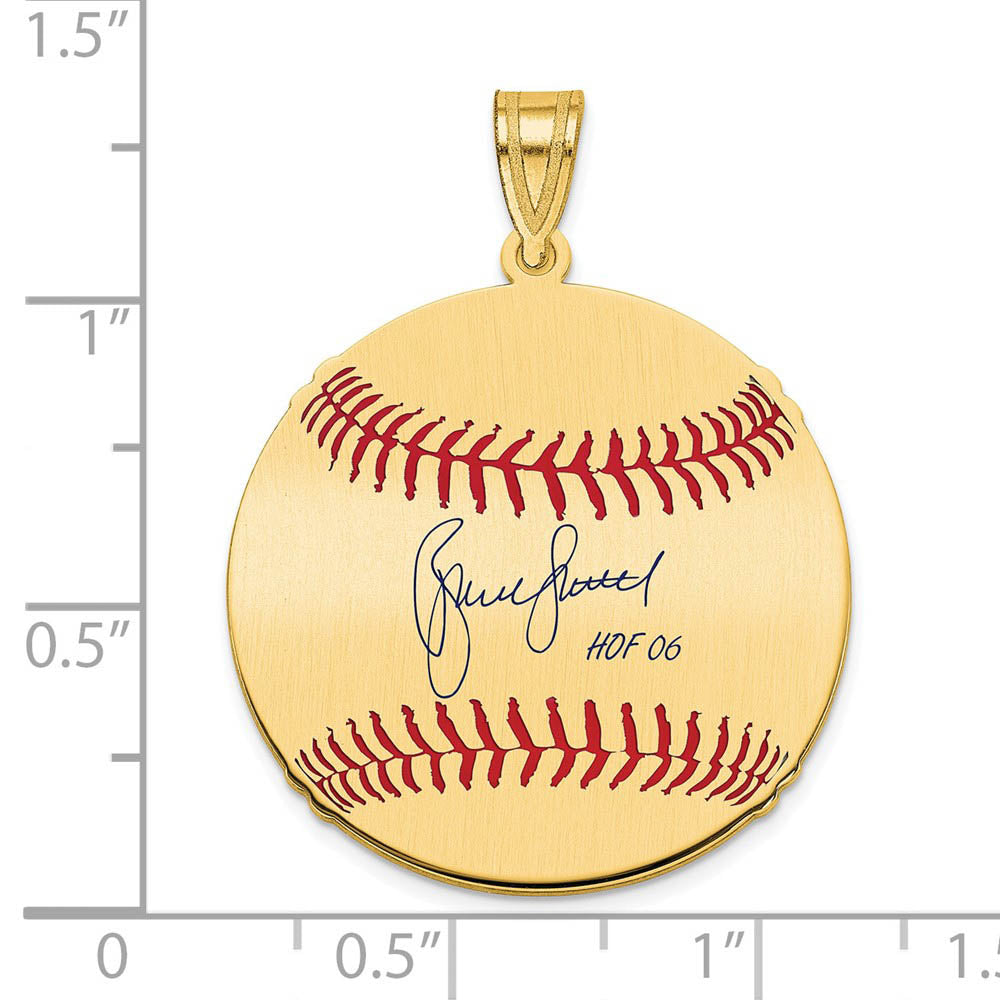 Alternate view of the 14K Gold Plated Bruce Sutter Signature MD Enamel Baseball Pendant by The Black Bow Jewelry Co.