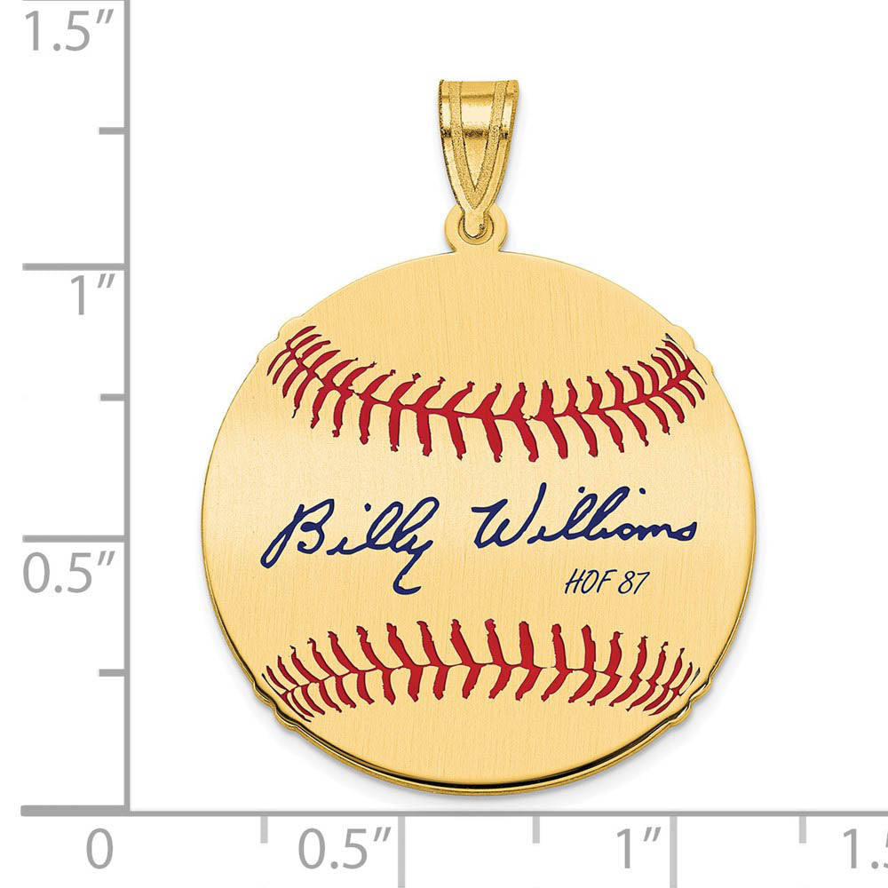 Alternate view of the 14K Gold Plated Billy Williams Signature MD Enamel Baseball Pendant by The Black Bow Jewelry Co.