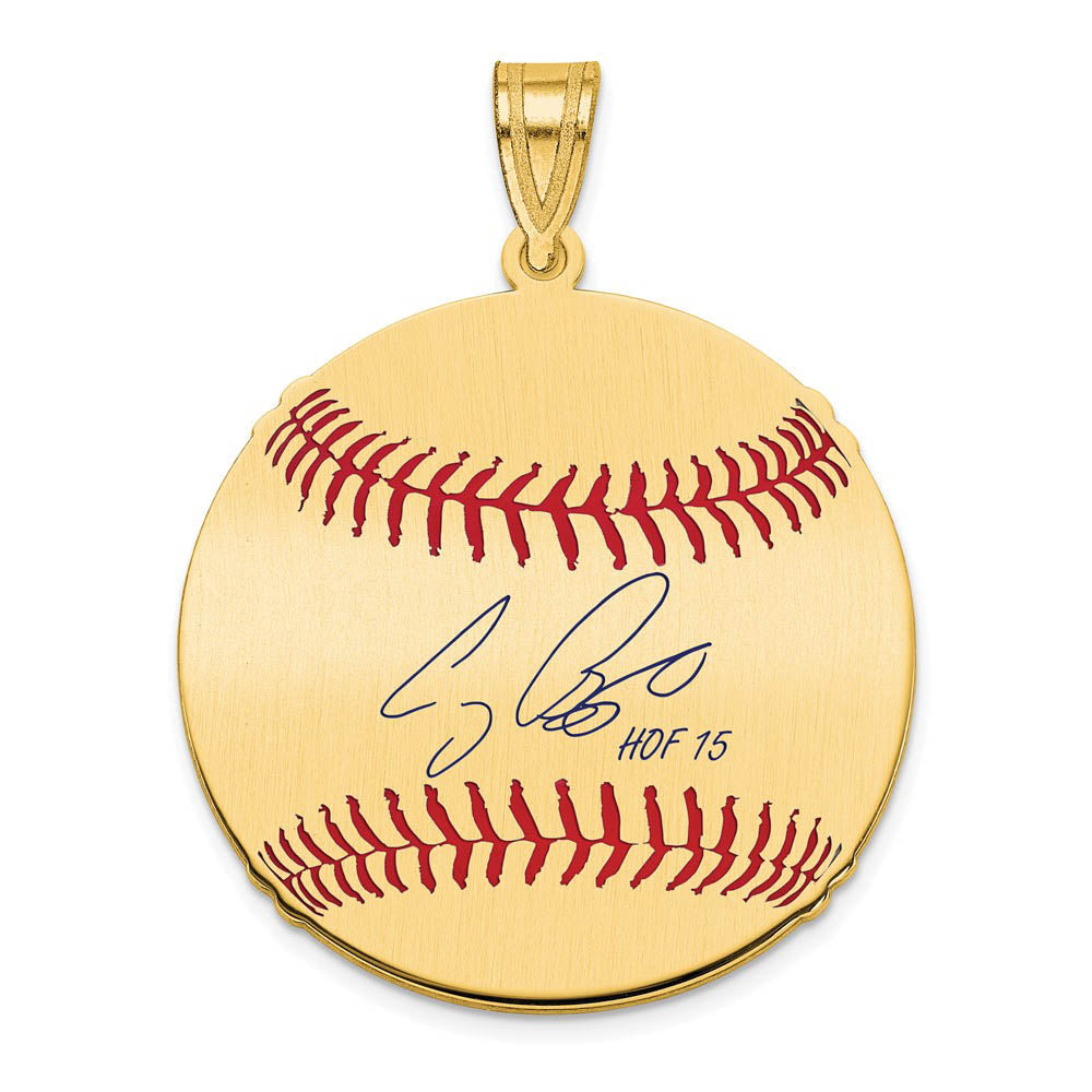 14K Gold Plated Craig Biggio Signature MD Enamel Baseball Pendant, Item P31261 by The Black Bow Jewelry Co.
