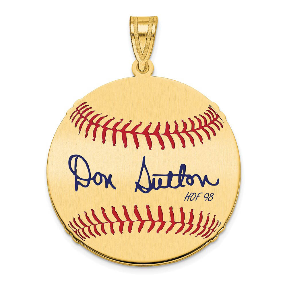 14K Gold Plated Don Sutton Signature MD Enamel Baseball Pendant, Item P31264 by The Black Bow Jewelry Co.