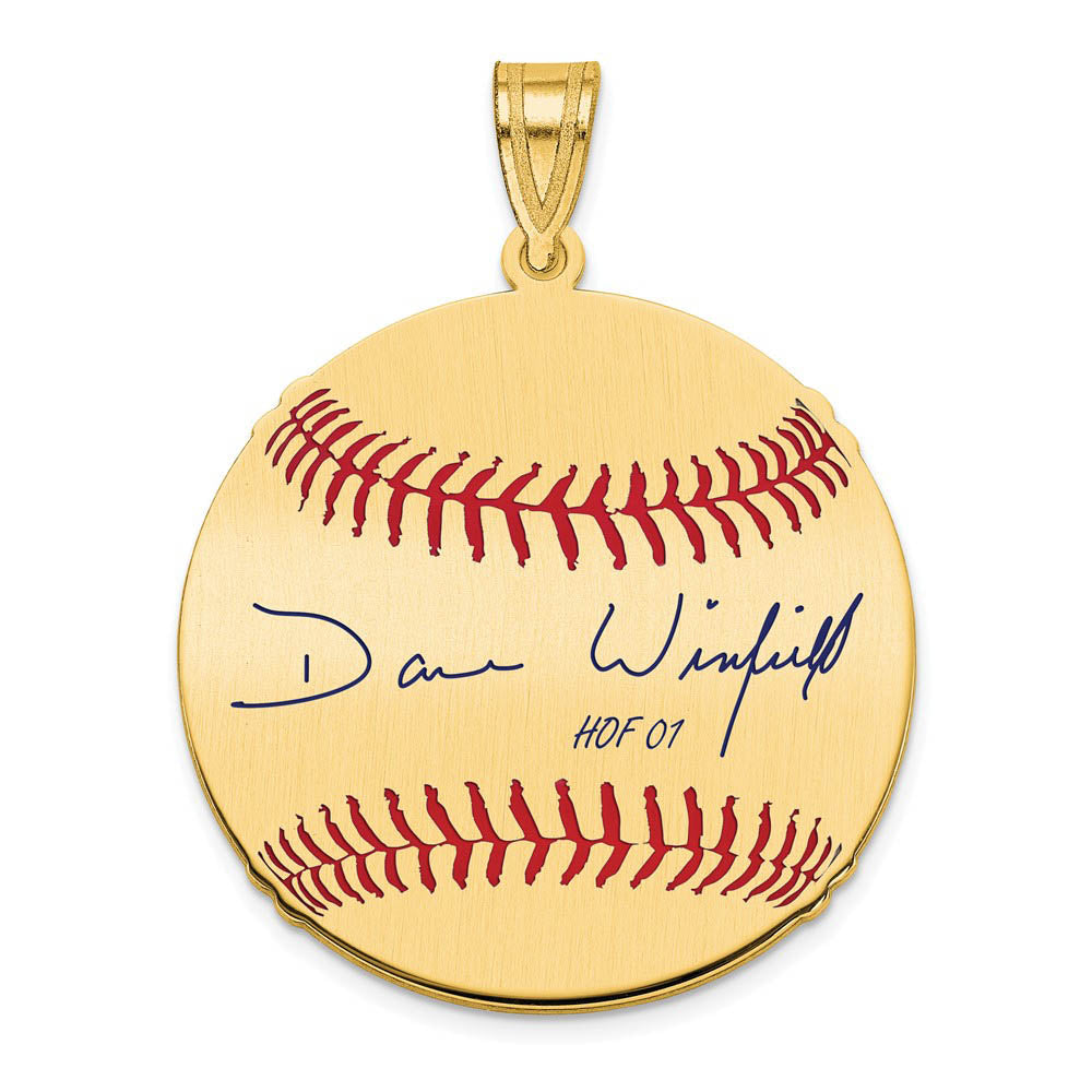 14K Gold Plated Dave Winfield Signature MD Enamel Baseball Pendant, Item P31265 by The Black Bow Jewelry Co.