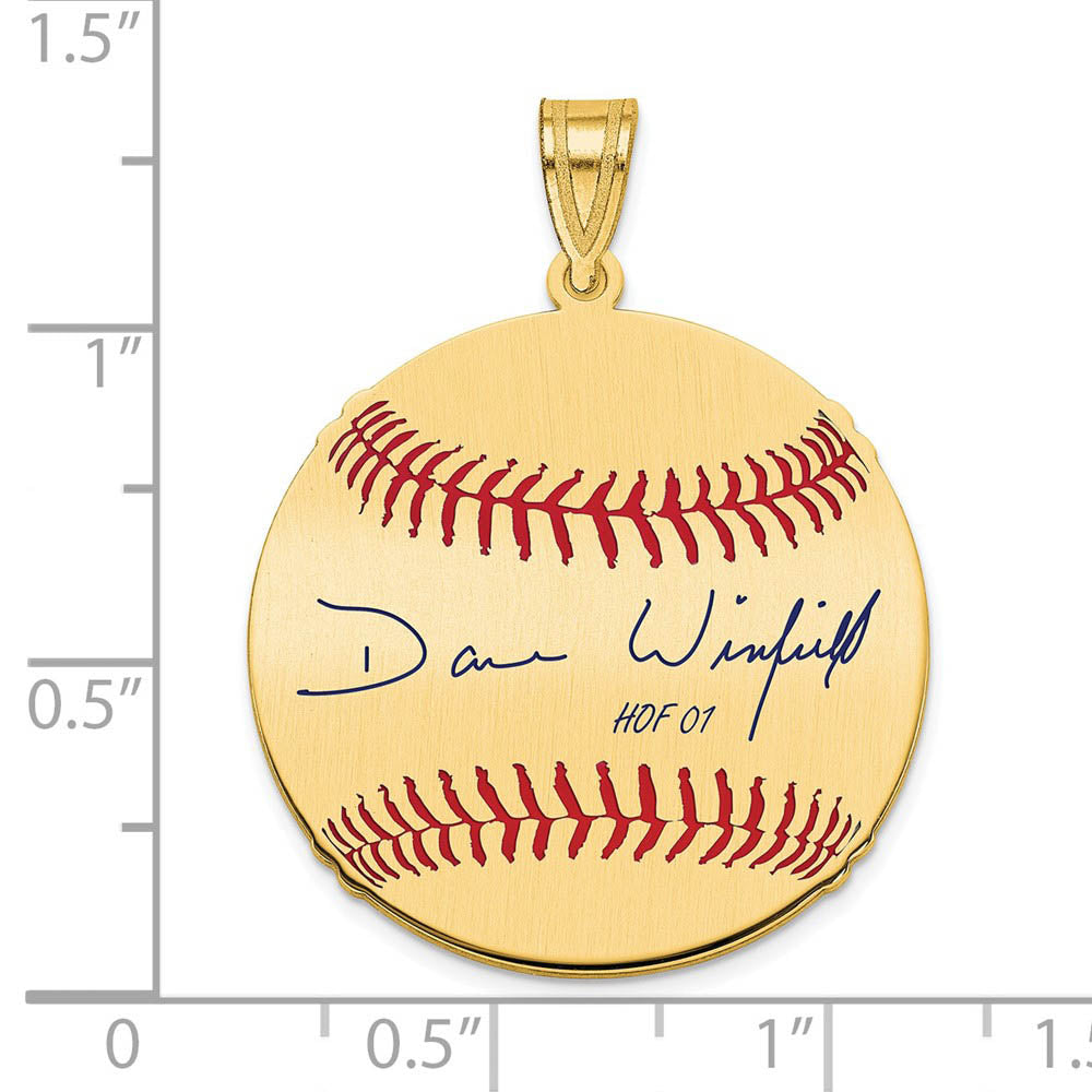 Alternate view of the 14K Gold Plated Dave Winfield Signature MD Enamel Baseball Pendant by The Black Bow Jewelry Co.