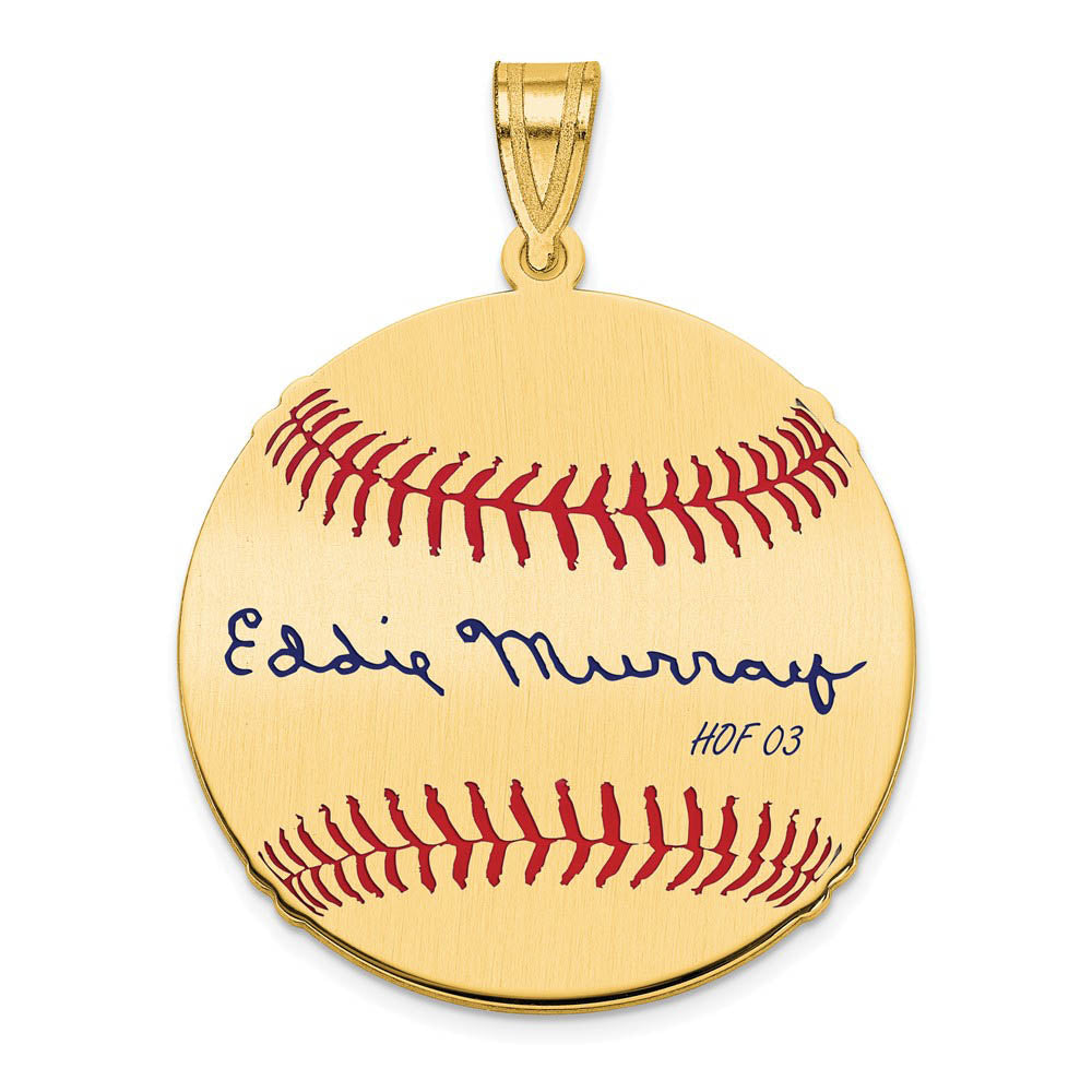 14K Gold Plated Eddie Murray Signature MD Enamel Baseball Pendant, Item P31267 by The Black Bow Jewelry Co.