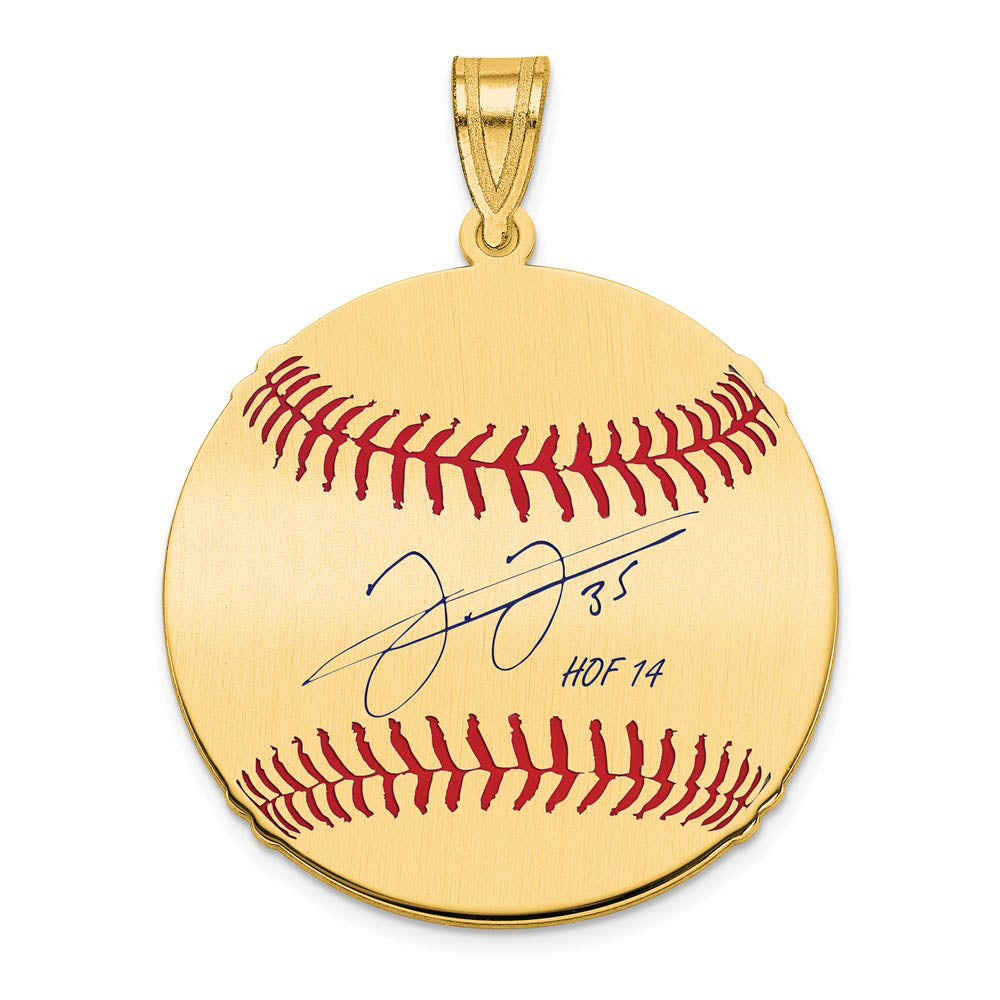 14K Gold Plated Frank Thomas Signature MD Enamel Baseball Pendant, Item P31273 by The Black Bow Jewelry Co.