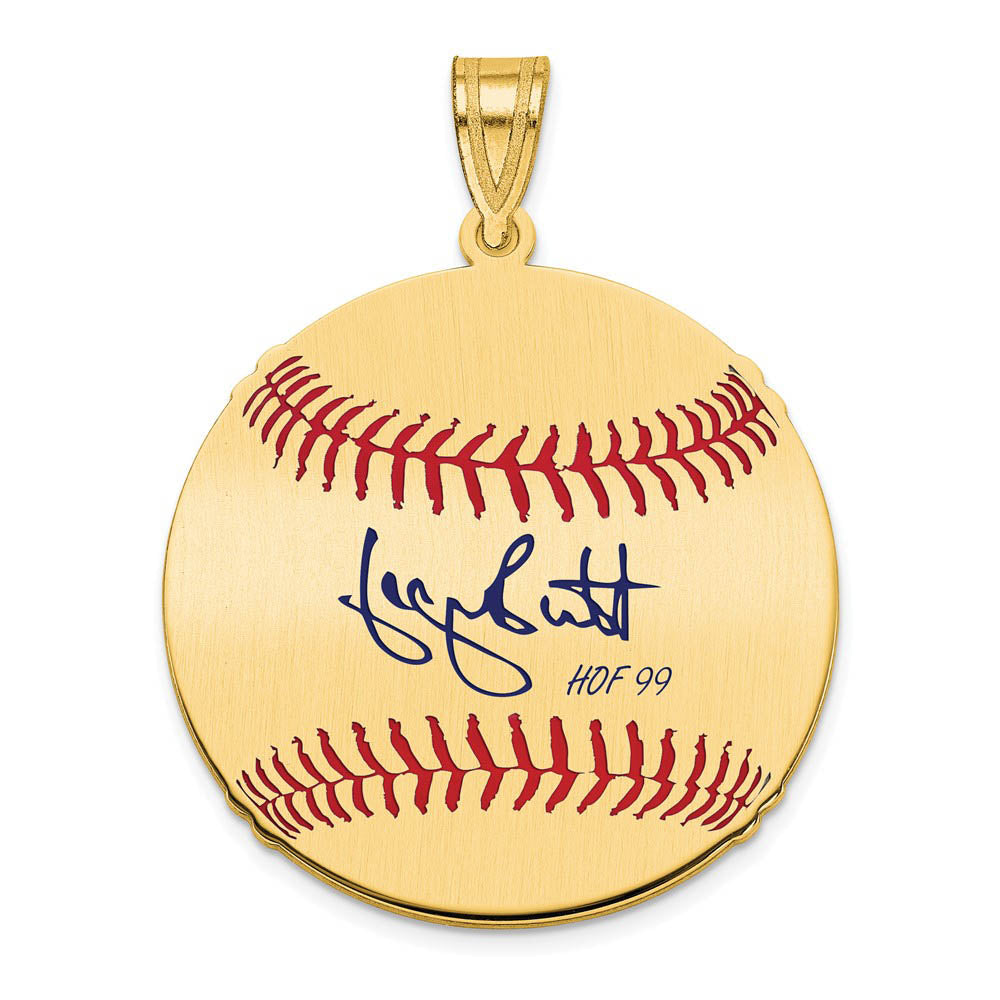 14K Gold Plated George Brett Signature MD Enamel Baseball Pendant, Item P31274 by The Black Bow Jewelry Co.