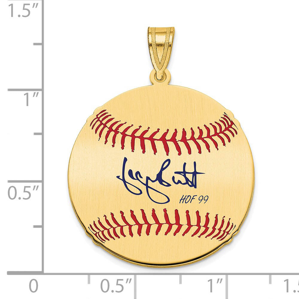 Alternate view of the 14K Gold Plated George Brett Signature MD Enamel Baseball Pendant by The Black Bow Jewelry Co.