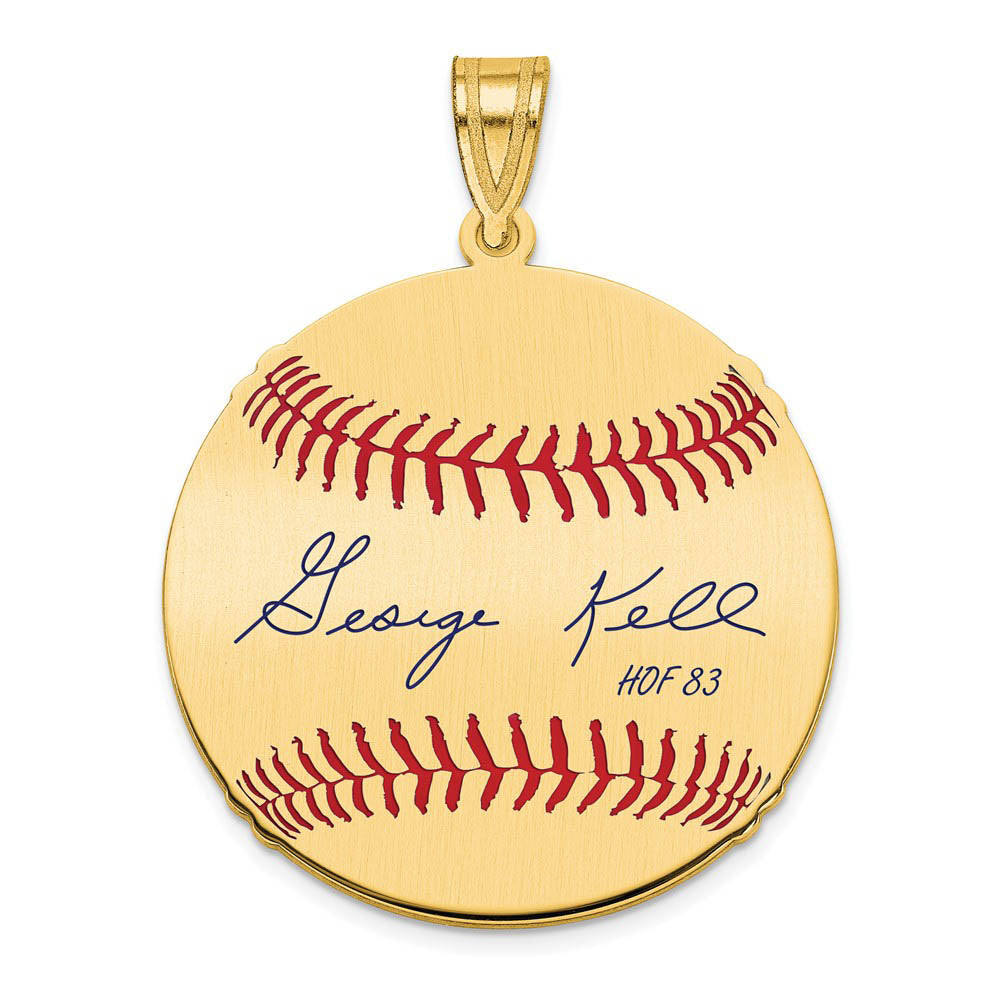 14K Gold Plated George Kell Signature MD Enamel Baseball Pendant, Item P31276 by The Black Bow Jewelry Co.