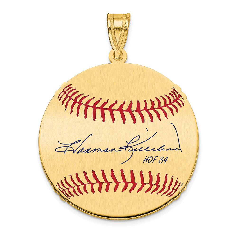 14K Gold Plated Harmon Killebrew Signature MD Enamel Baseball Pendant, Item P31278 by The Black Bow Jewelry Co.