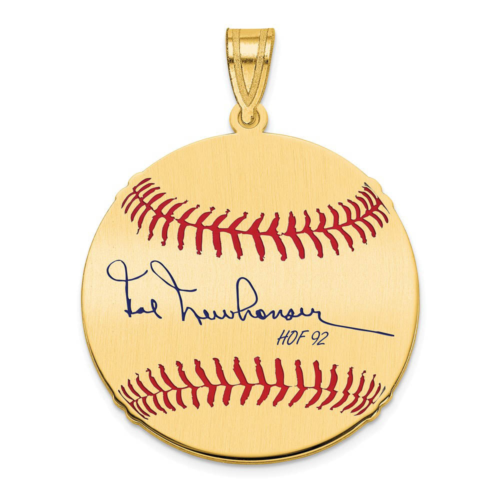 14K Gold Plated Hal Newhouser Signature MD Enamel Baseball Pendant, Item P31279 by The Black Bow Jewelry Co.