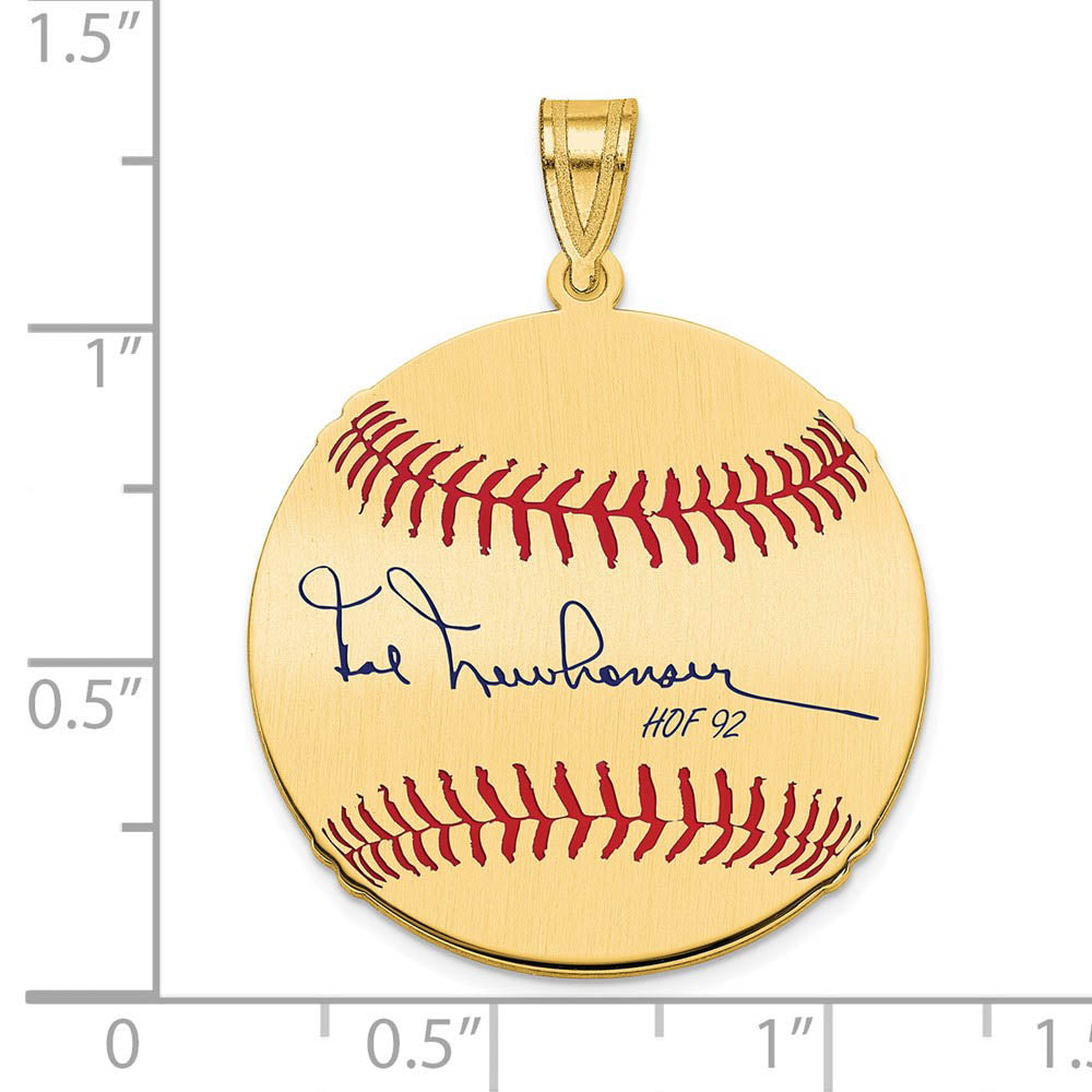 Alternate view of the 14K Gold Plated Hal Newhouser Signature MD Enamel Baseball Pendant by The Black Bow Jewelry Co.