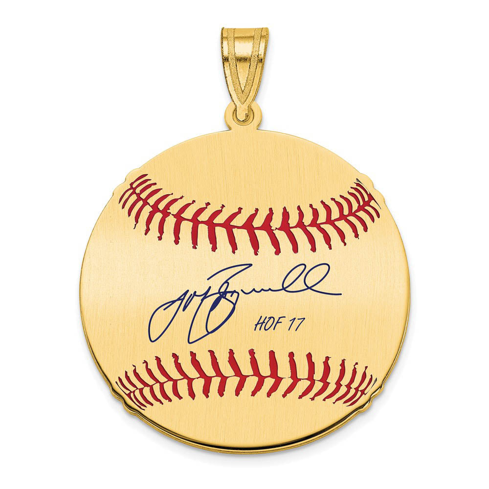 14K Gold Plated Jeff Bagwell Signature MD Enamel Baseball Pendant, Item P31282 by The Black Bow Jewelry Co.