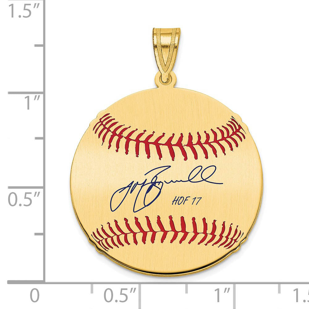 Alternate view of the 14K Gold Plated Jeff Bagwell Signature MD Enamel Baseball Pendant by The Black Bow Jewelry Co.