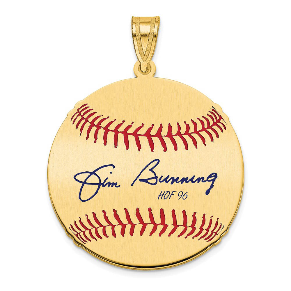 14K Gold Plated Jim Bunning Signature MD Enamel Baseball Pendant, Item P31283 by The Black Bow Jewelry Co.