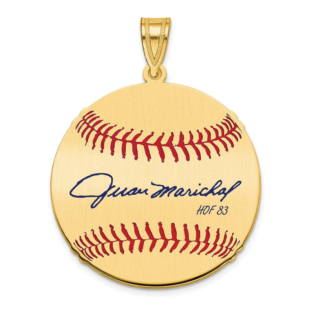 14K Gold Plated Juan Marichal Signature MD Enamel Baseball Pendant, Item P31285 by The Black Bow Jewelry Co.