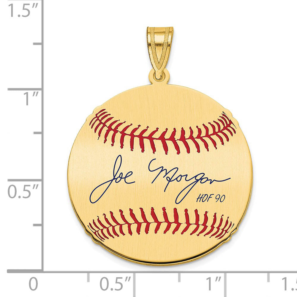 Alternate view of the 14K Gold Plated Joe Morgan Signature MD Enamel Baseball Pendant by The Black Bow Jewelry Co.