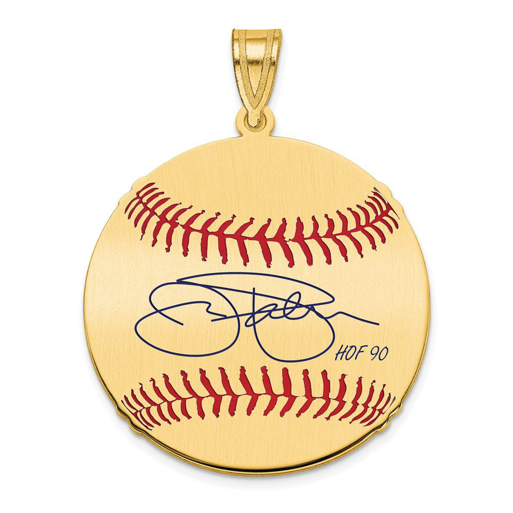 14K Gold Plated Jim Palmer Signature MD Enamel Baseball Pendant, Item P31287 by The Black Bow Jewelry Co.