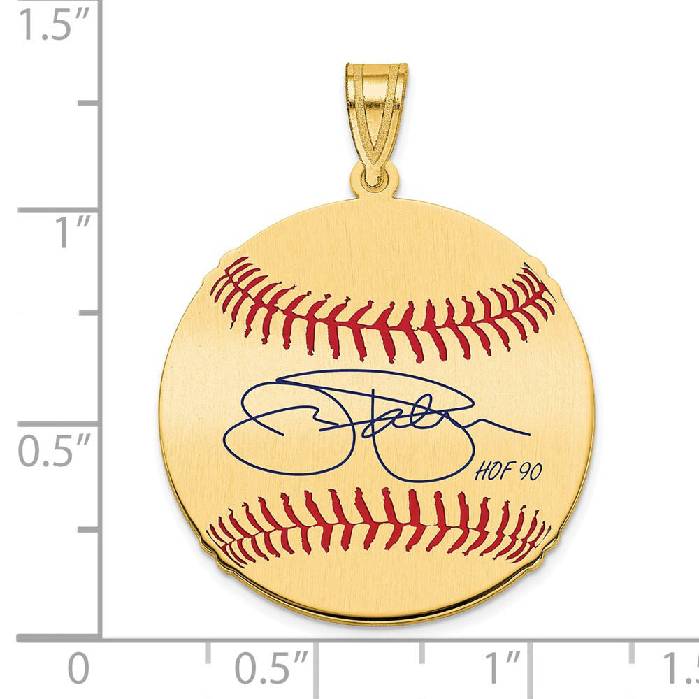 Alternate view of the 14K Gold Plated Jim Palmer Signature MD Enamel Baseball Pendant by The Black Bow Jewelry Co.