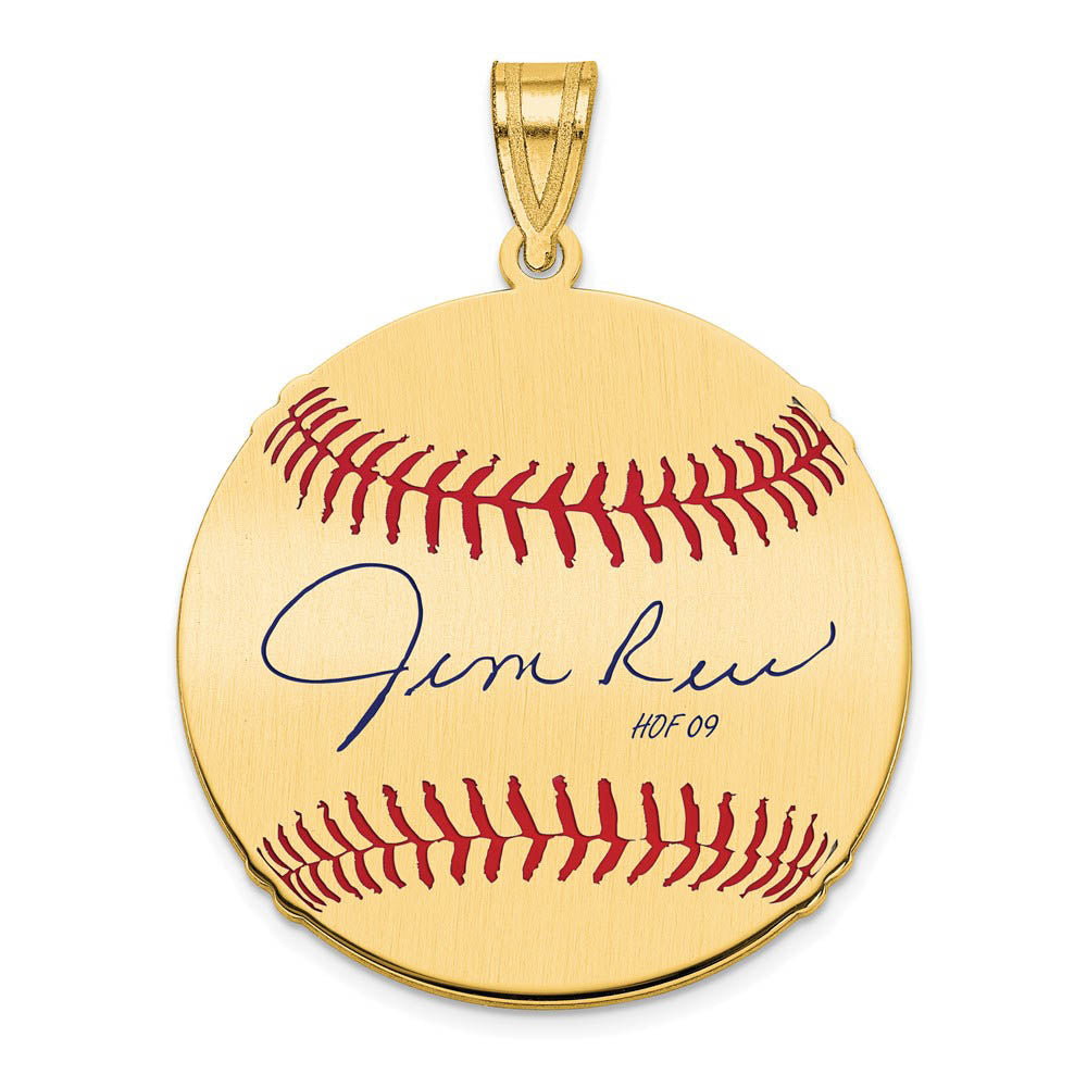 14K Gold Plated Jim Rice Signature MD Enamel Baseball Pendant, Item P31288 by The Black Bow Jewelry Co.