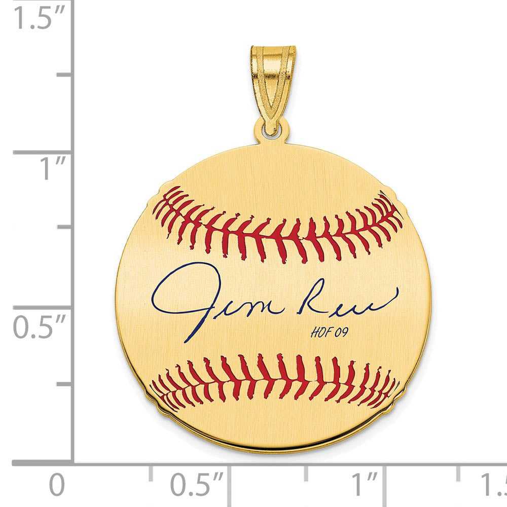 Alternate view of the 14K Gold Plated Jim Rice Signature MD Enamel Baseball Pendant by The Black Bow Jewelry Co.