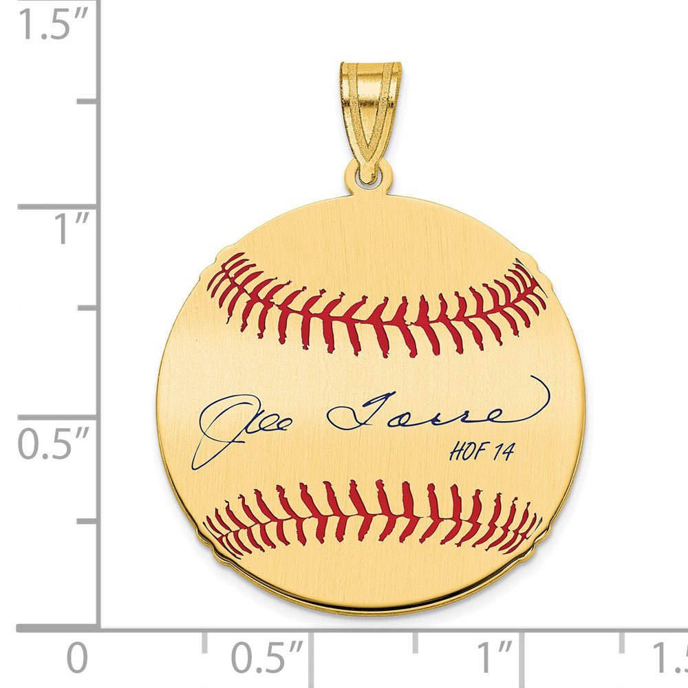 Alternate view of the 14K Gold Plated Joe Torre Signature MD Enamel Baseball Pendant by The Black Bow Jewelry Co.