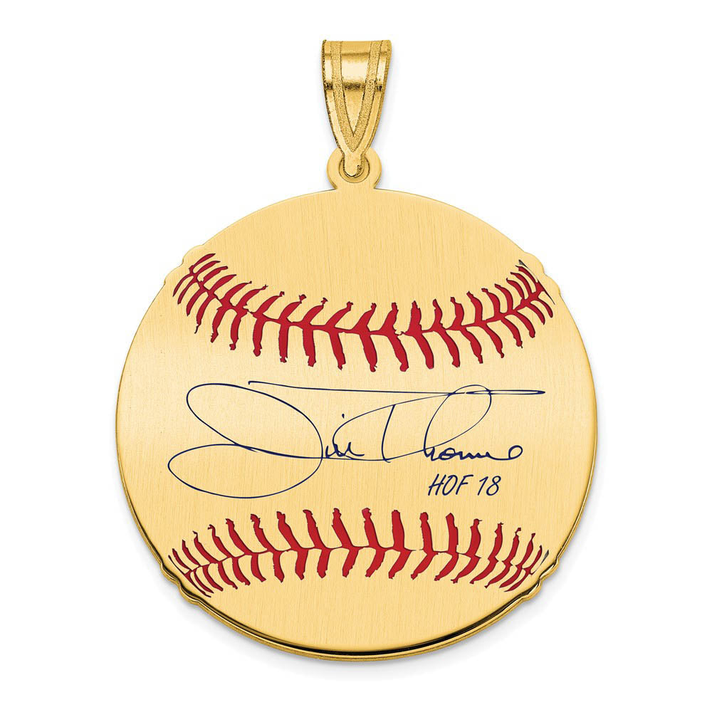 14K Gold Plated Jim Thome Signature MD Enamel Baseball Pendant, Item P31290 by The Black Bow Jewelry Co.