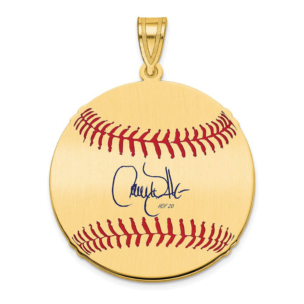14K Gold Plated Larry Walker Signature MD Enamel Baseball Pendant, Item P31294 by The Black Bow Jewelry Co.