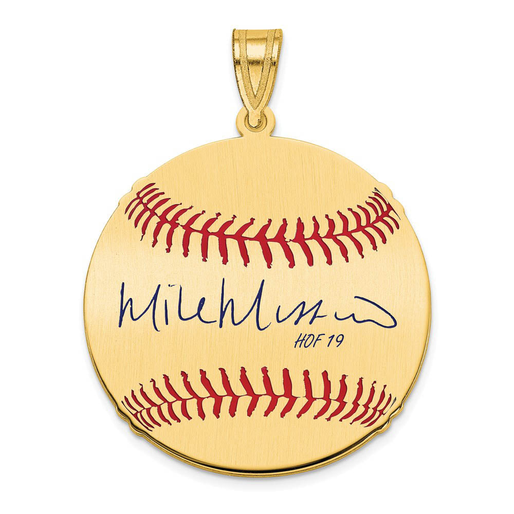 14K Gold Plated Mike Mussina Signature MD Enamel Baseball Pendant, Item P31296 by The Black Bow Jewelry Co.
