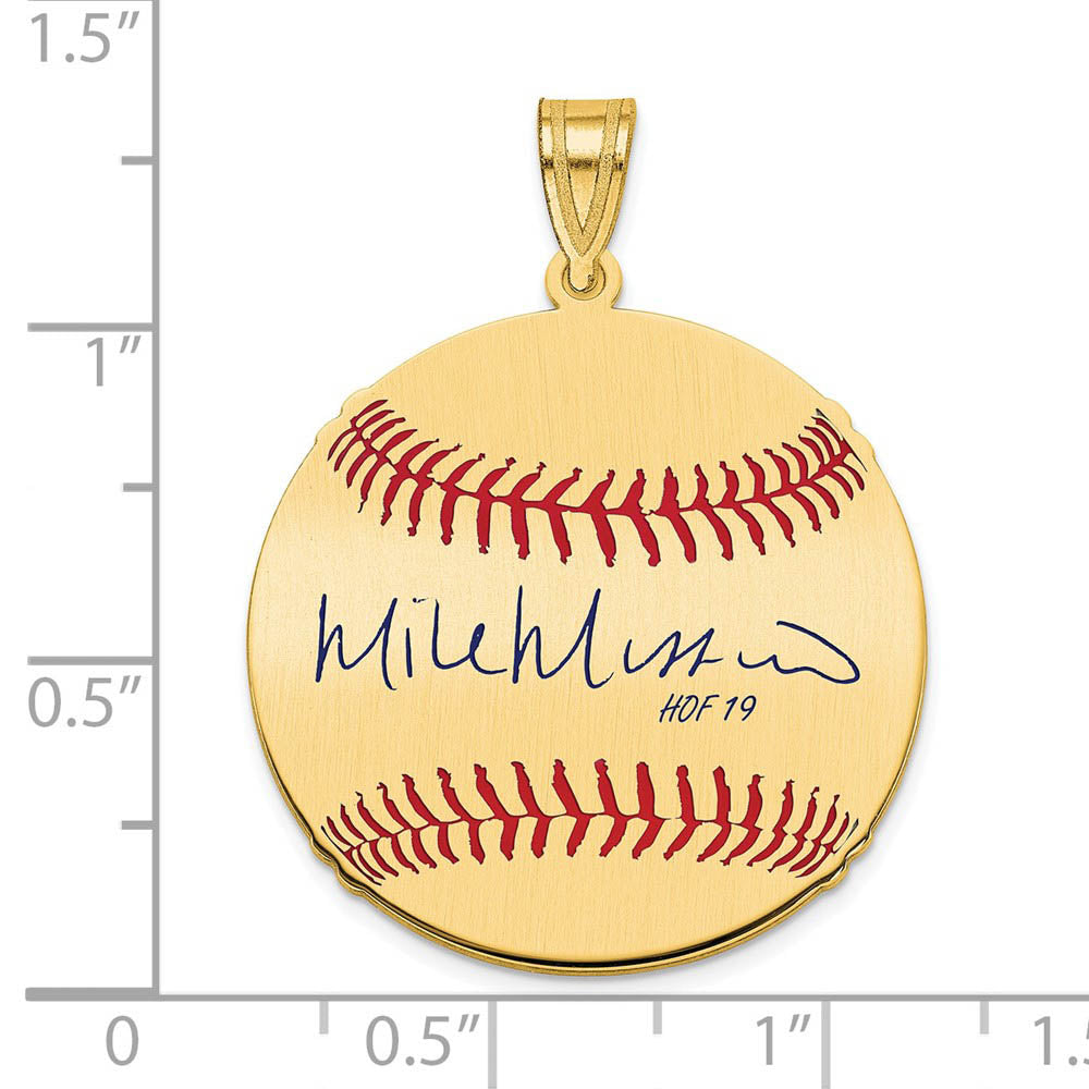 Alternate view of the 14K Gold Plated Mike Mussina Signature MD Enamel Baseball Pendant by The Black Bow Jewelry Co.