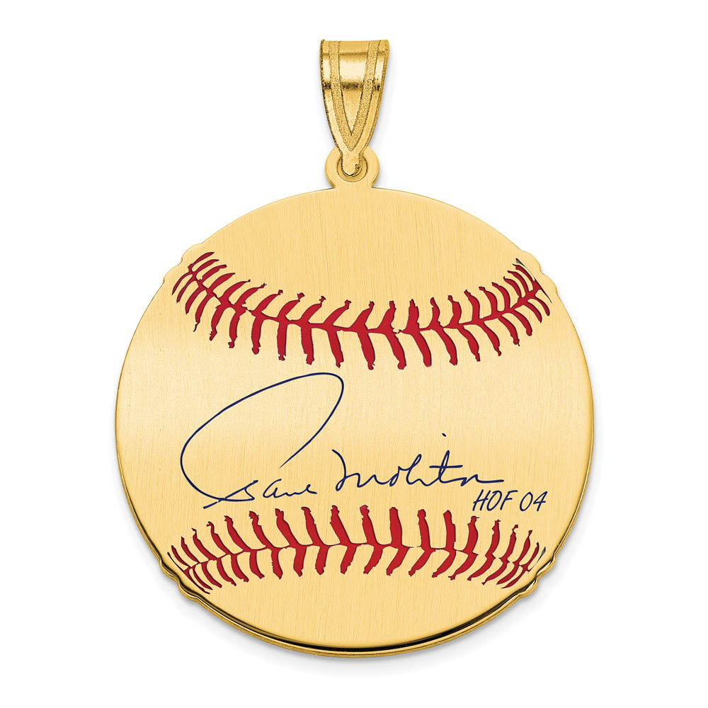 14K Gold Plated Paul Molitor Signature MD Enamel Baseball Pendant, Item P31299 by The Black Bow Jewelry Co.