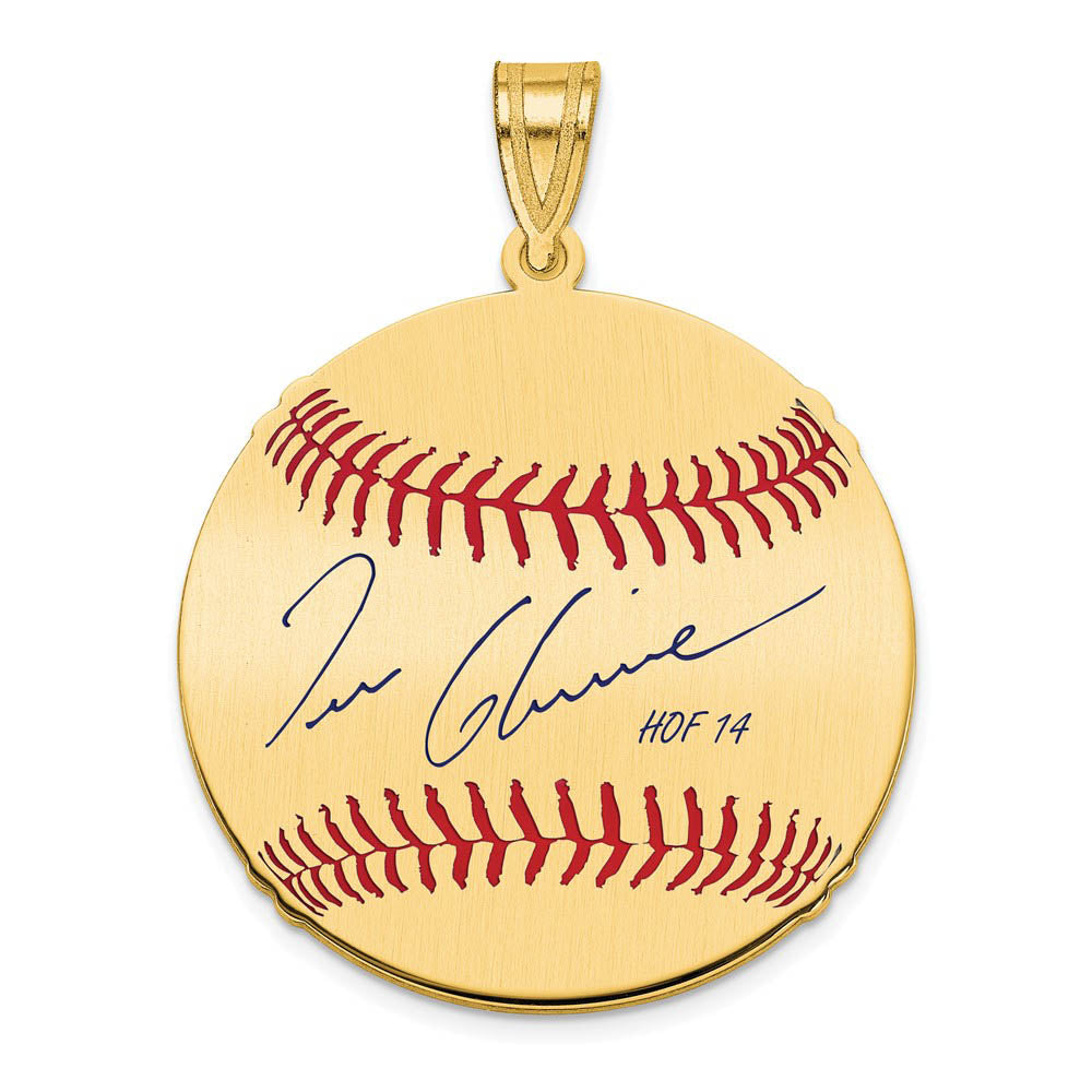 14K Gold Plated Tom Glavine Signature MD Enamel Baseball Pendant, Item P31314 by The Black Bow Jewelry Co.